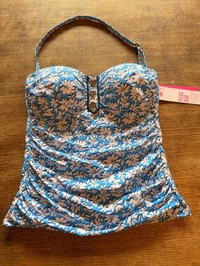 Lilly Pulitzer Blue and White Floral Tankini Top